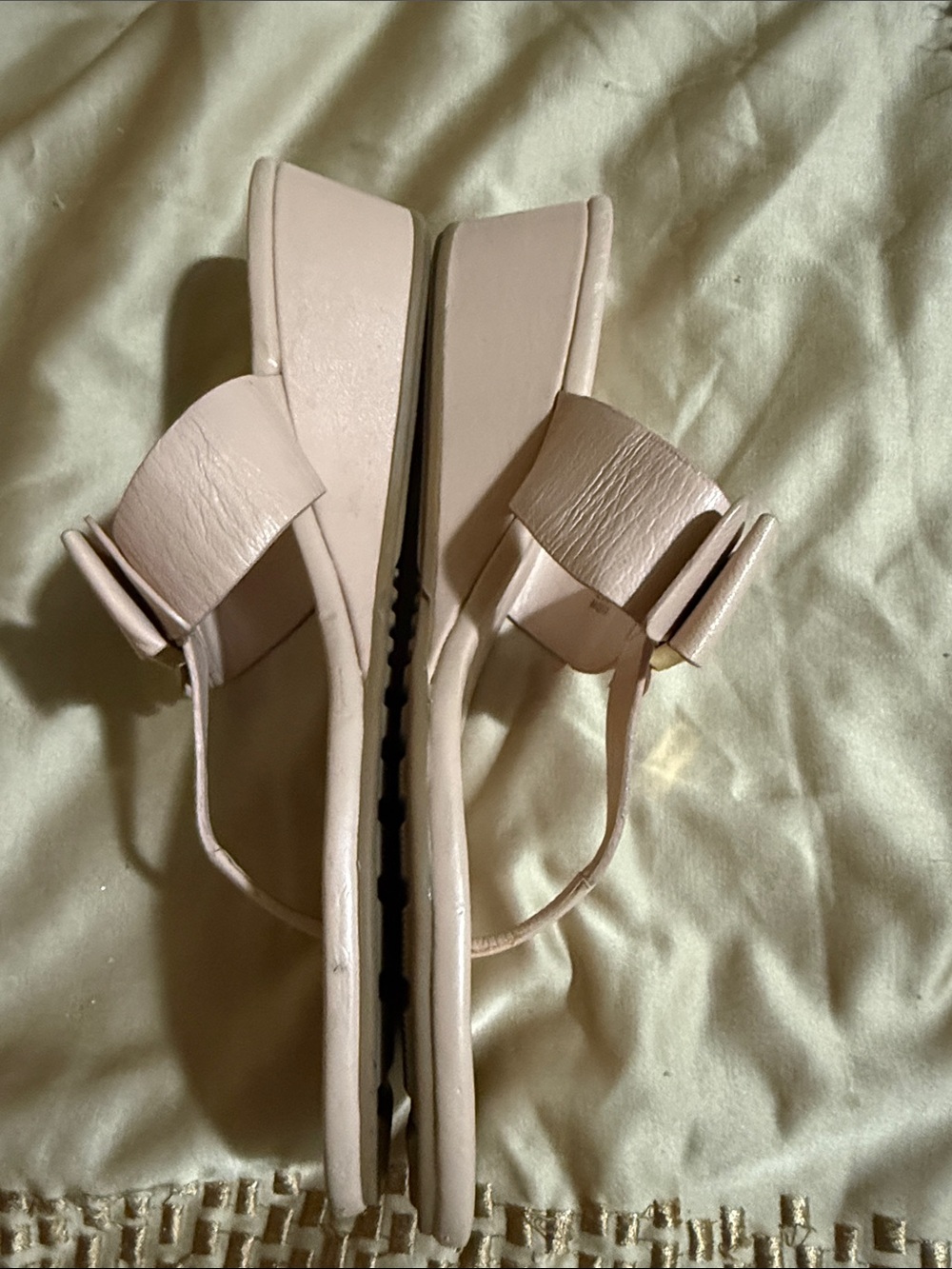 Cole Haan Pale Pink Quilted Thong Sandals with Gold Accent - Picture 3 of 5